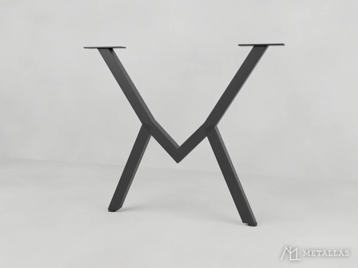 Metalna X noga za stol sa spojem u obliku slova V, 3D prikaz