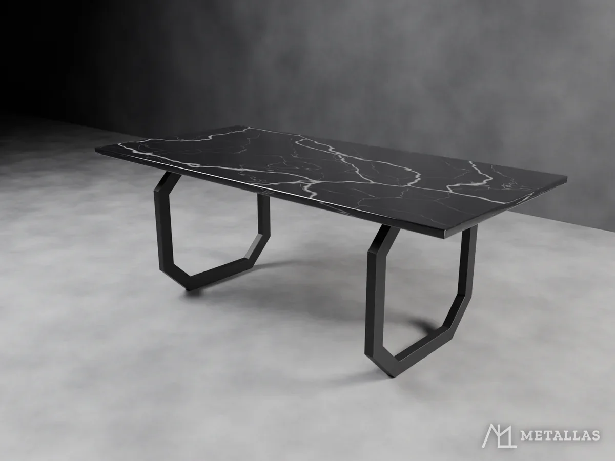 Osmerokutne metalne noge za stol, crne, 3D prikaz