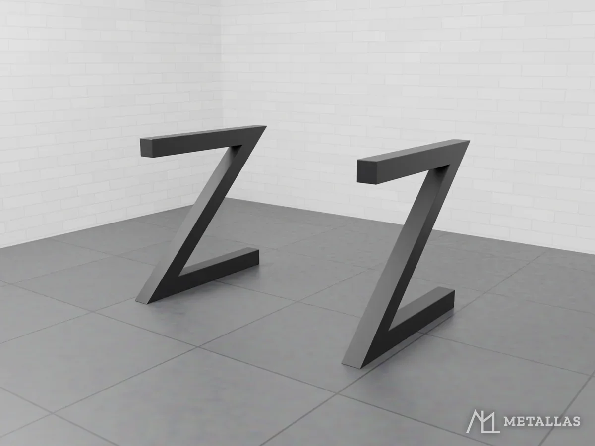 Par metalnih Z noga za stol, 3D prikaz