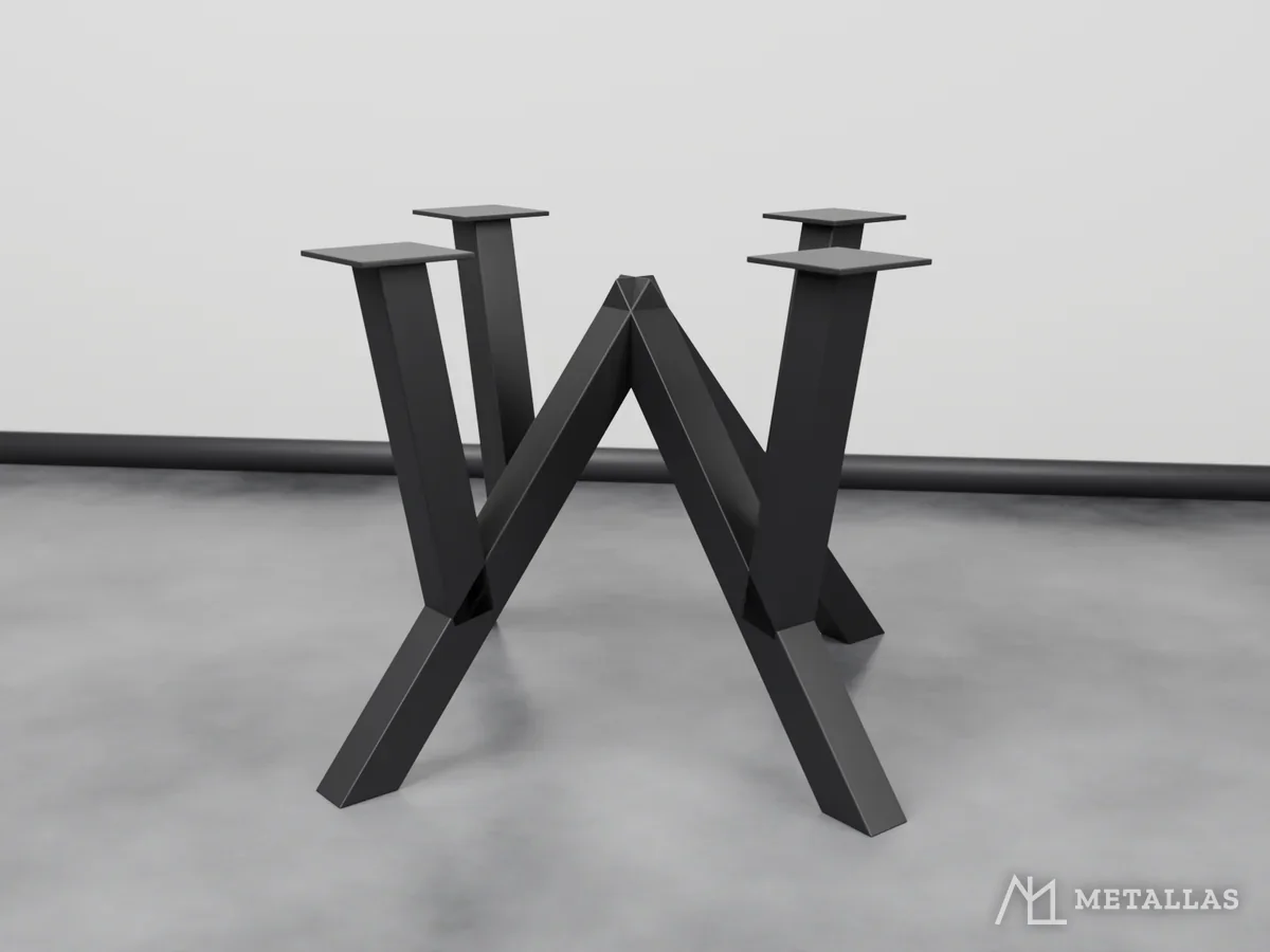 Dvostruko metalno podnožje za stol s četiri pločice, 3D prikaz
