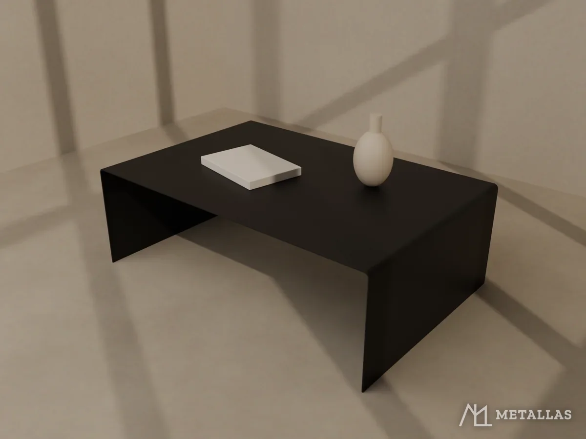 Stolić od jednog savijenog čeličnog lima, crni mat, 3D prikaz